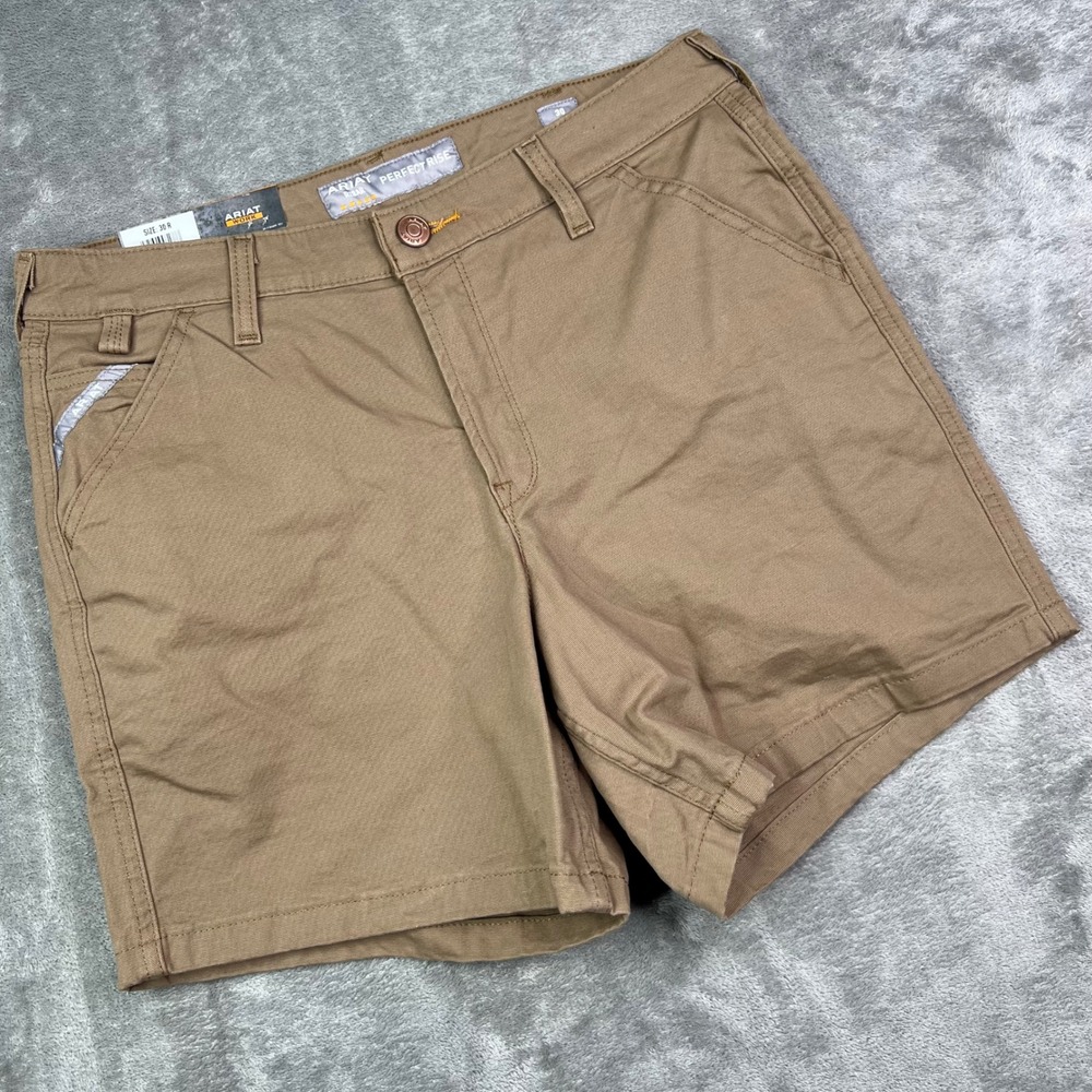 Ariat Rebar Perfect Rise Shorts Womens 30 Khaki Solid DuraStretch Workwear